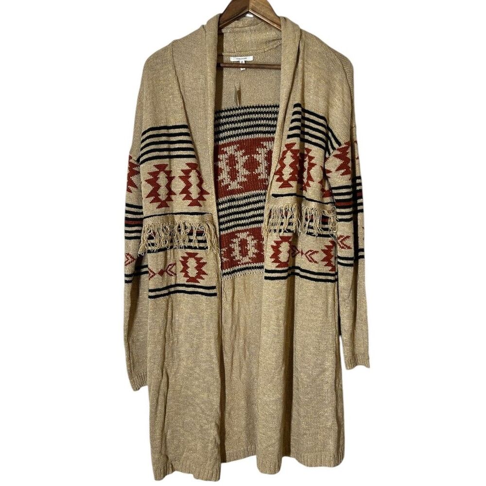 NWT Maurices Tan Duster Cardigan Size S Aztec Southwestern Rodeo Ranch Country